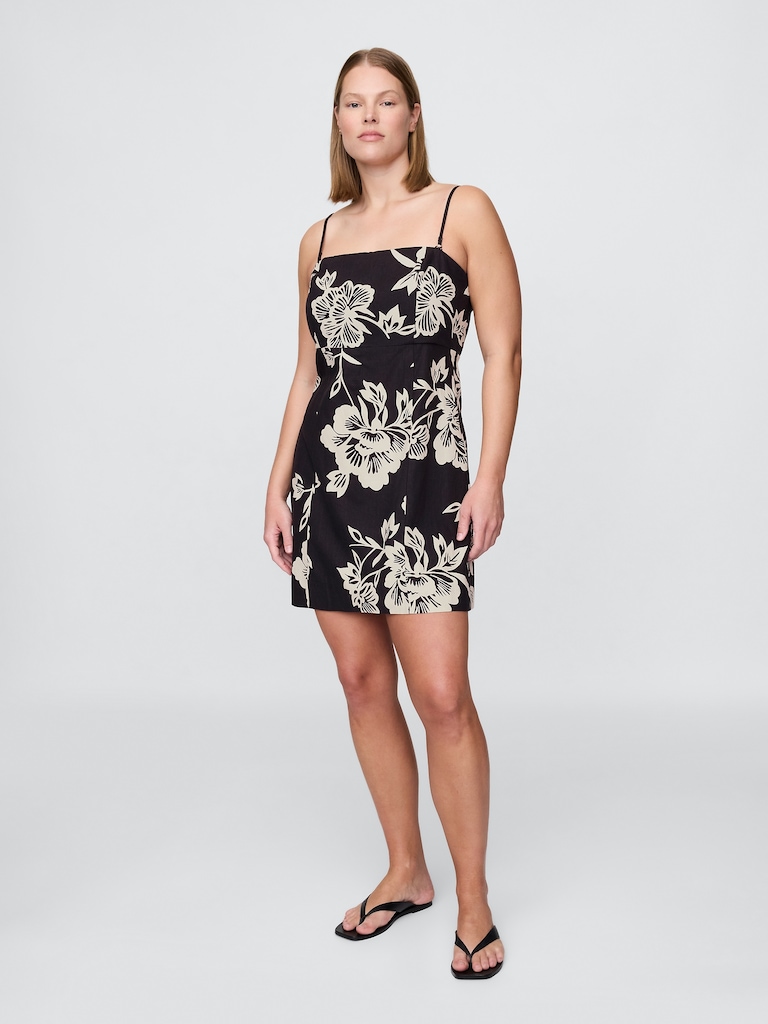 Linen-Blend Mini Dress