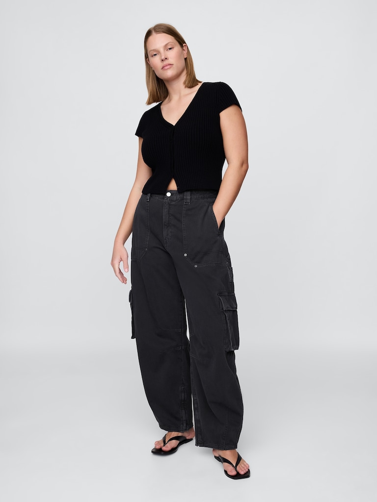 Mid Rise Barrel Cargo Pants