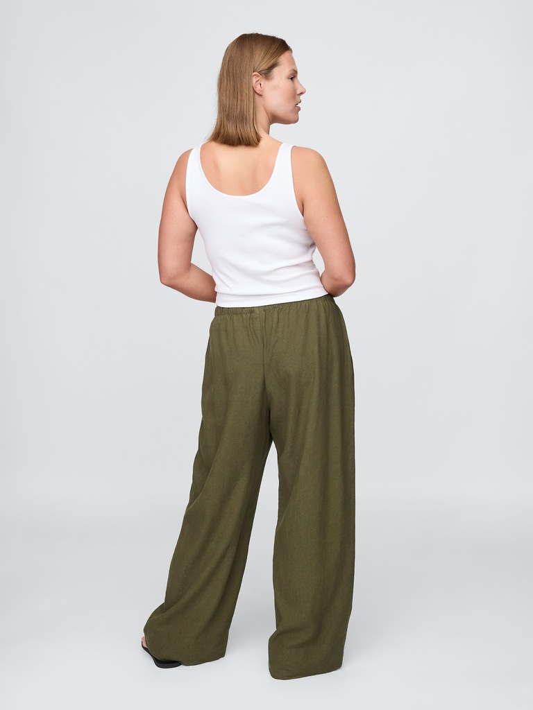 Linen-Blend Easy Wide-Hem Pants