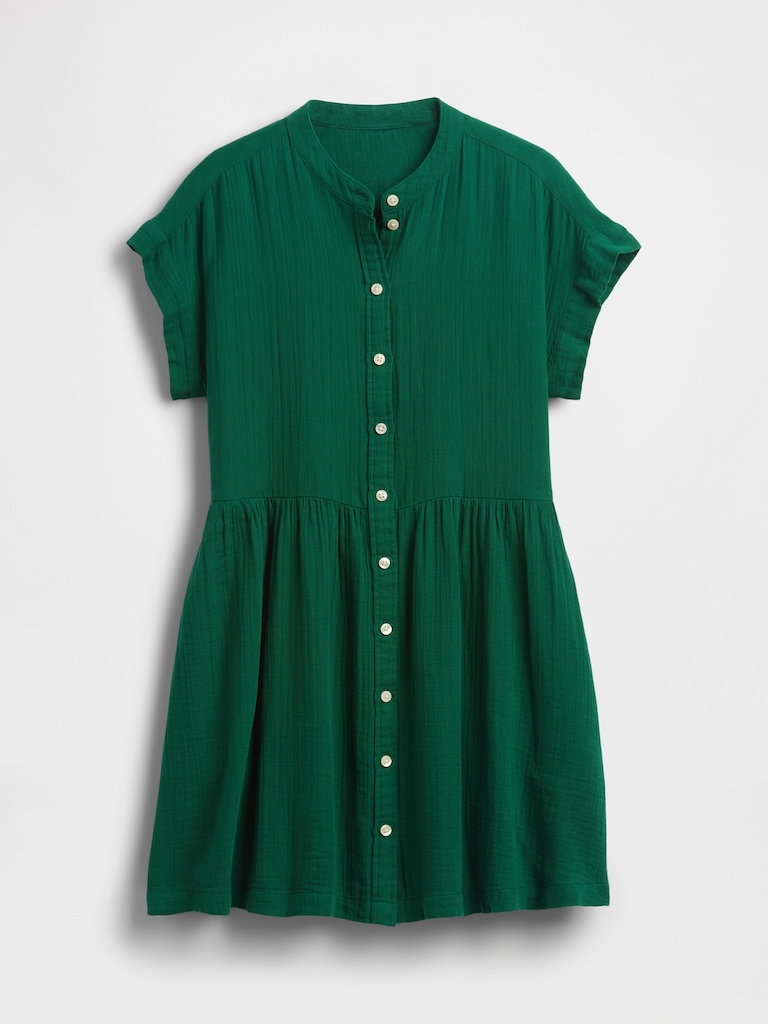 Cotton Gauze Mini Shirtdress