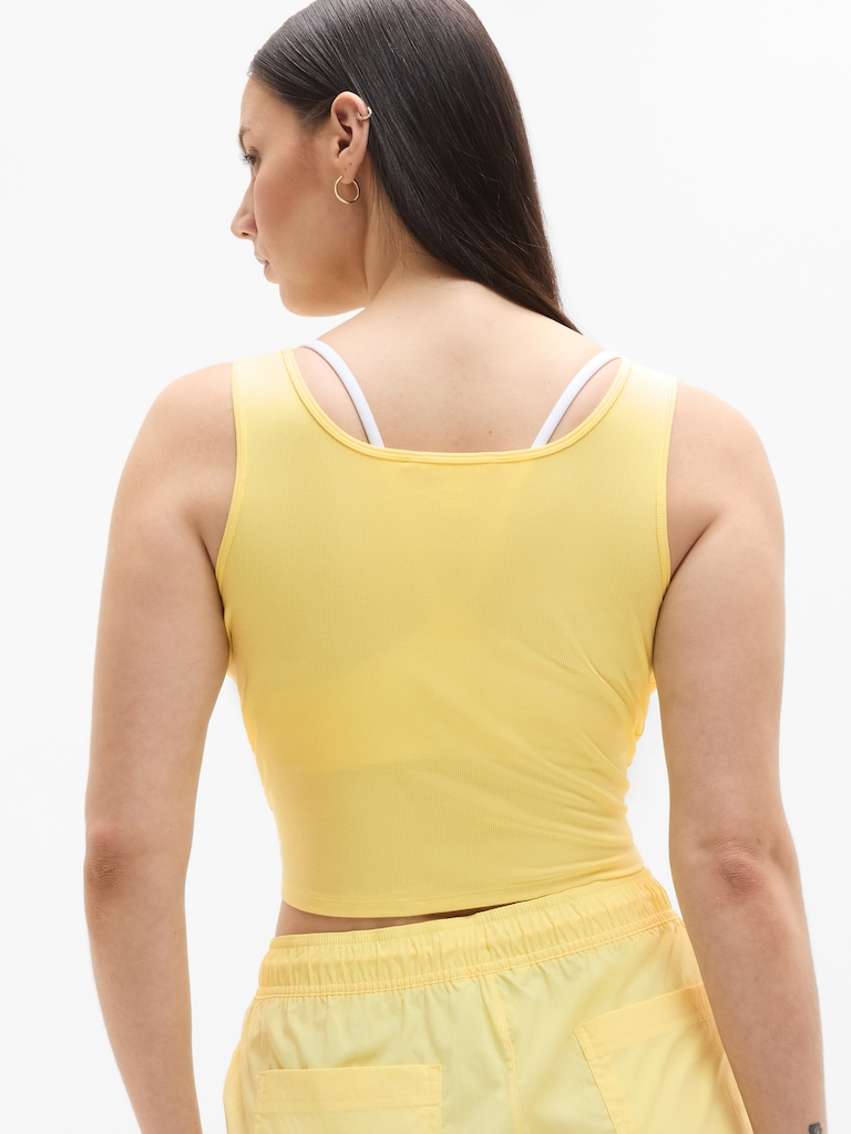 Signature Rib Square Neck Crop Tank