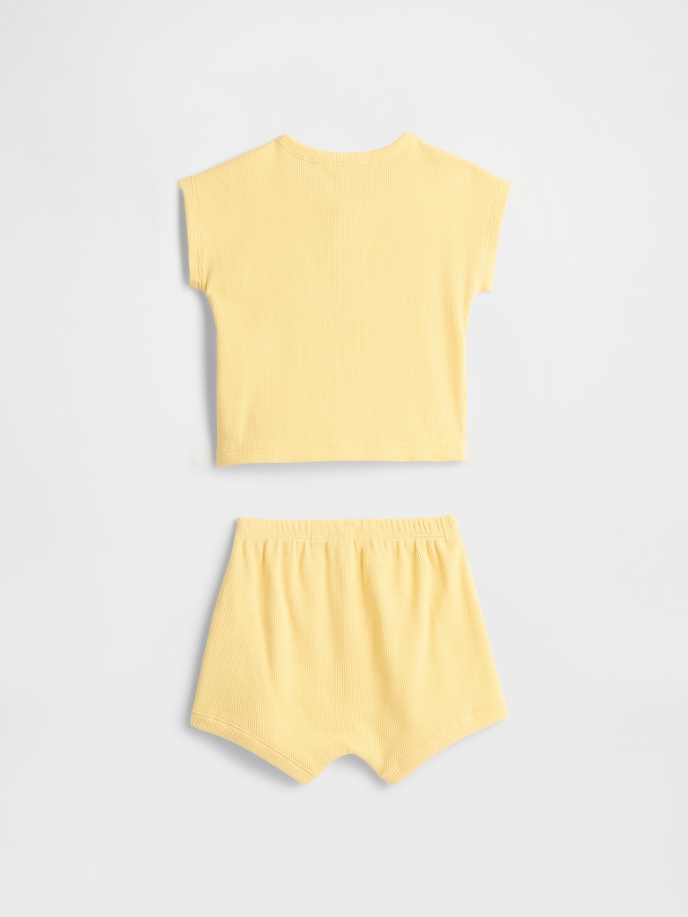 Baby Ribbed Henley Two-Piece Outfit Set