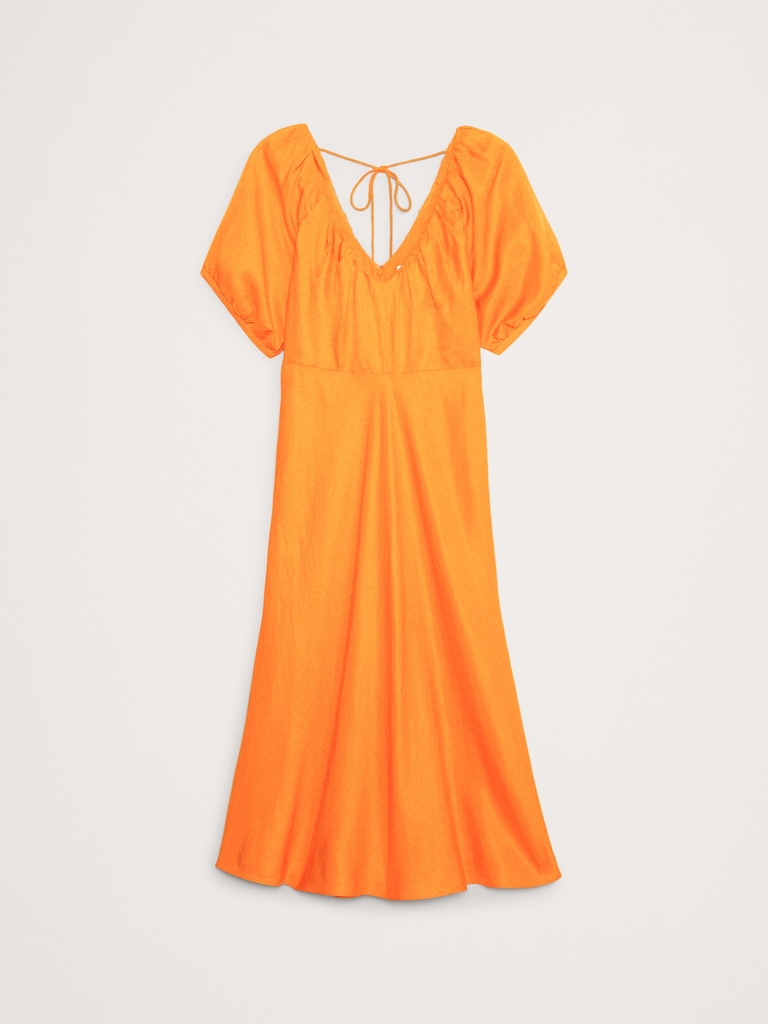 Viscose-Linen Ruched Maxi Dress
