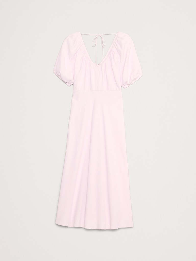 Viscose-Linen Dupioni Ruched Maxi Dress