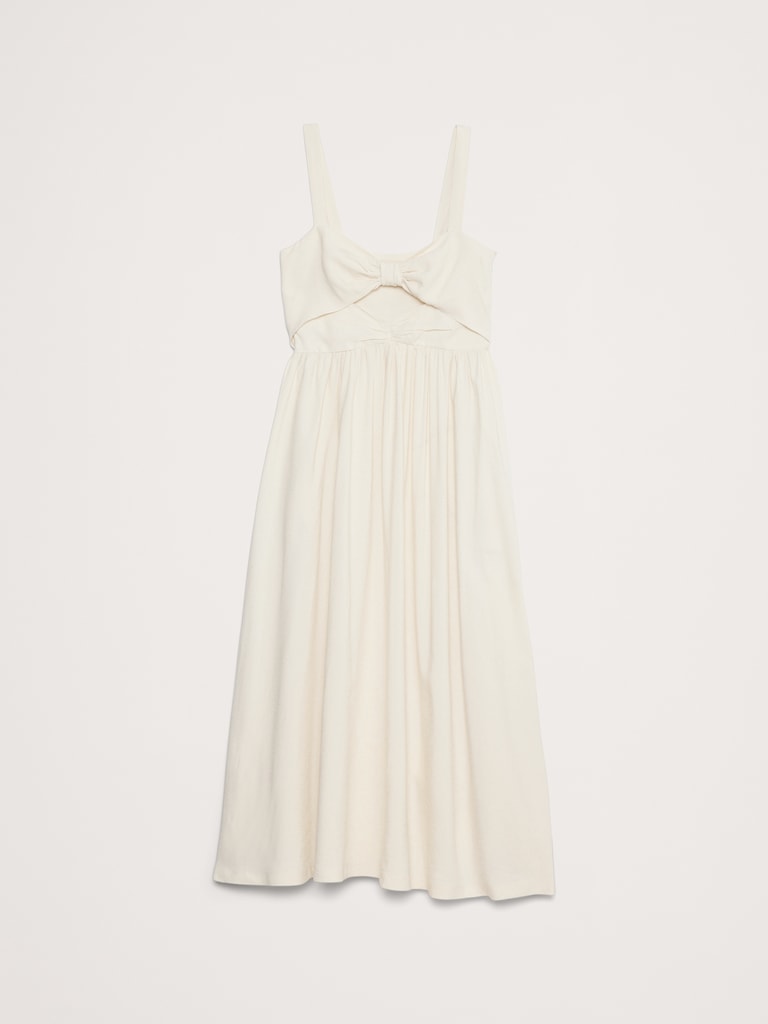 Viscose-Linen Dupioni Bow-Front Maxi Dress