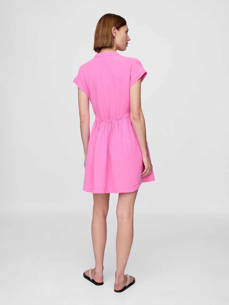 Cotton Gauze Mini Shirtdress