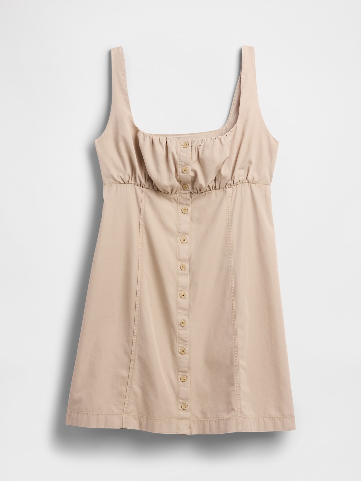 Shirred Button-Front Dress