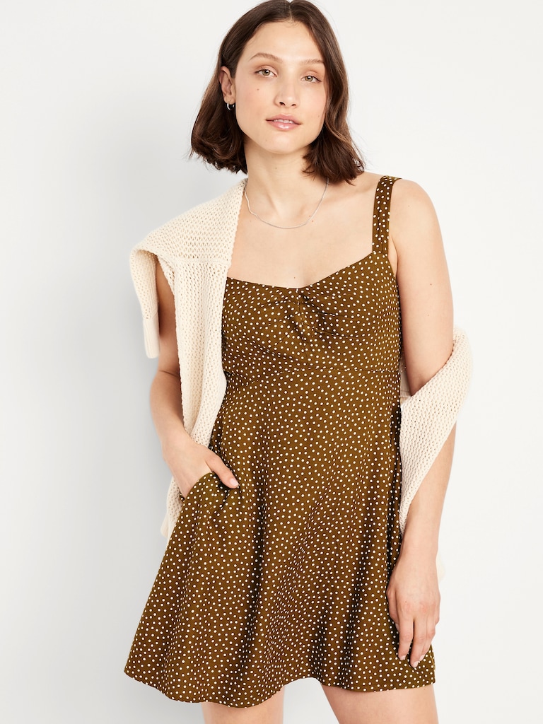 Fit & Flare Crepe Mini Dress