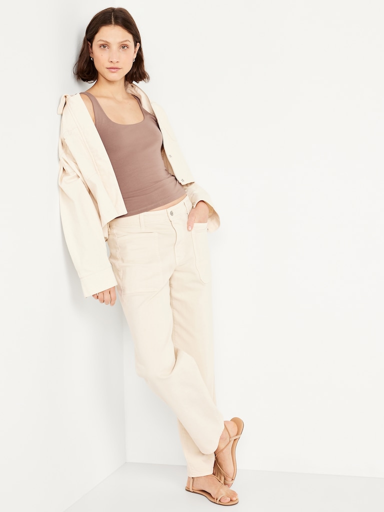 Camisole à encolure dégagée en tissu sculptant double épaisseur