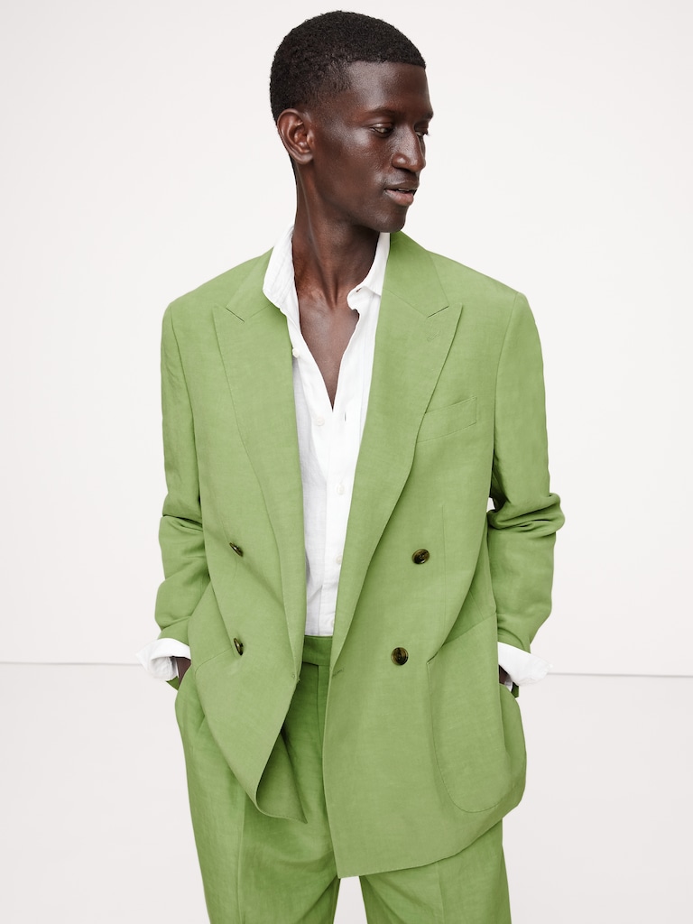 Relaxed Tencel™-Linen Double-Breasted Suit Jacket