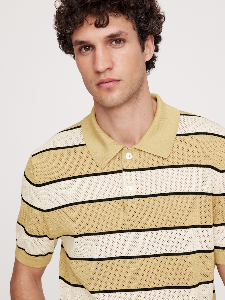 Superfine Cotton Mesh Sweater Polo
