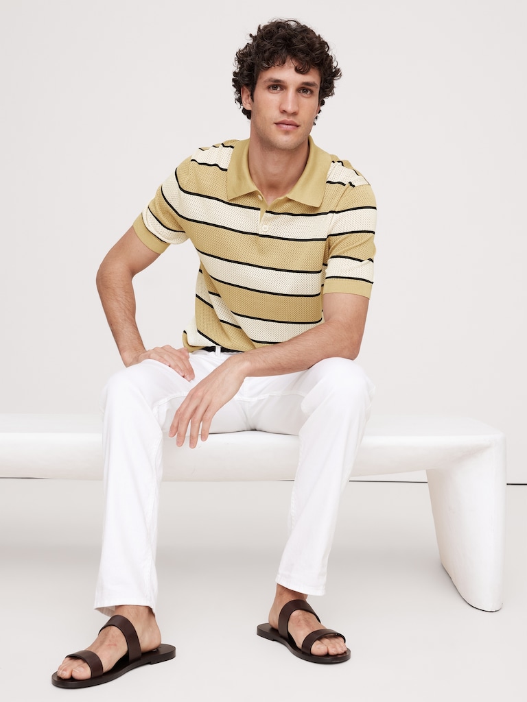 Superfine Cotton Mesh Sweater Polo