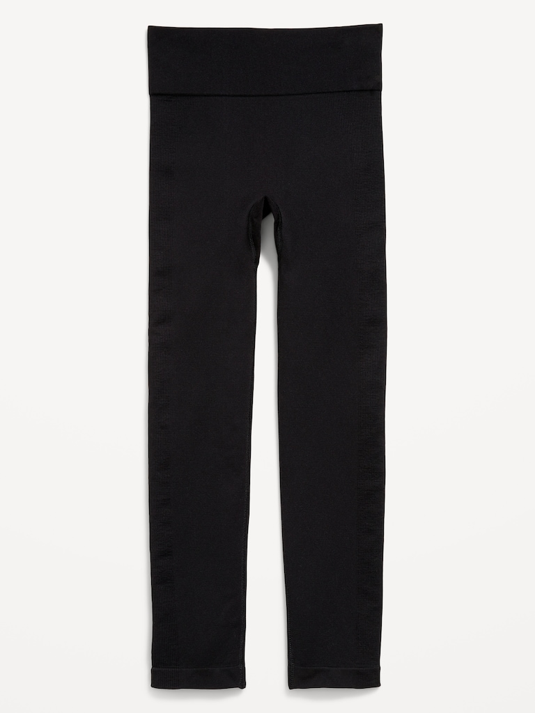 Fitted High-Waisted 7/8-Length Seamless Performance Leggings for Girls