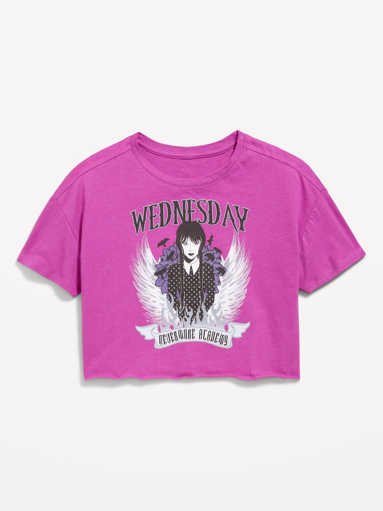 Wednesday™ Oversized Cropped Graphic T-Shirt for Girls