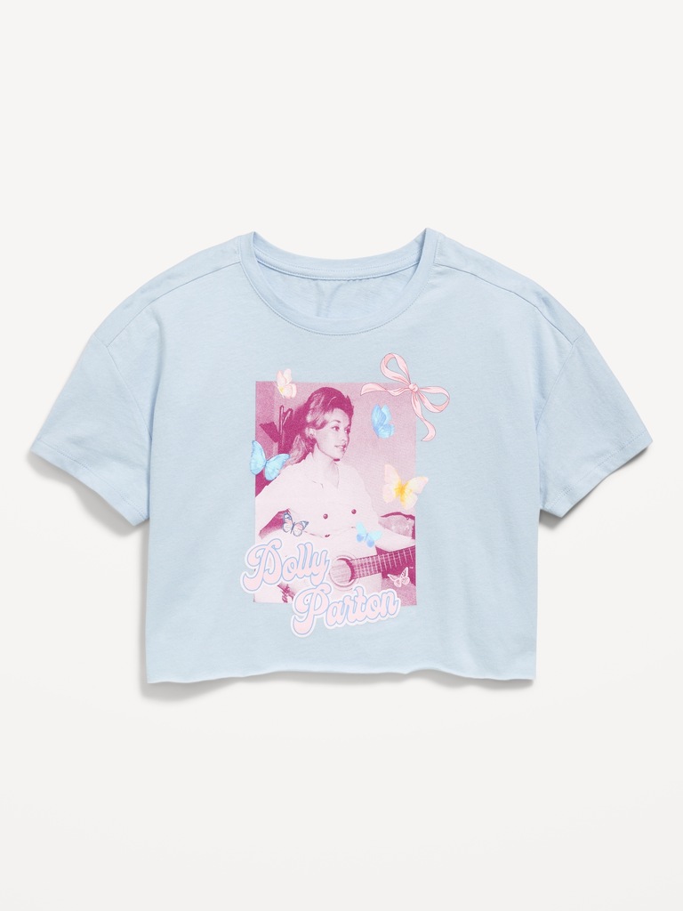 Dolly Parton™ Oversized Cropped Graphic T-Shirt for Girls