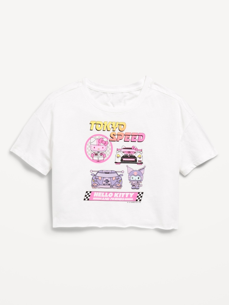 Hello Kitty® Oversized Cropped Graphic T-Shirt for Girls
