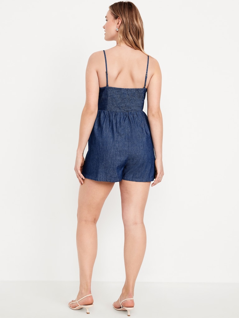 Fit & Flare Twist-Front Cami Romper
