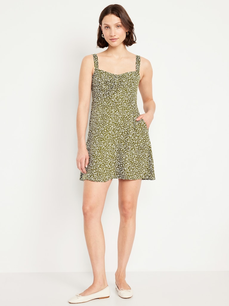 Fit & Flare Crepe Mini Dress