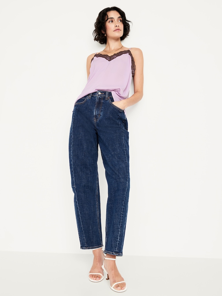 Lace-Trim Satin Cami Top