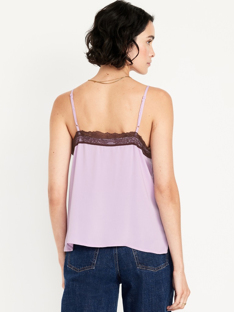 Lace-Trim Satin Cami Top