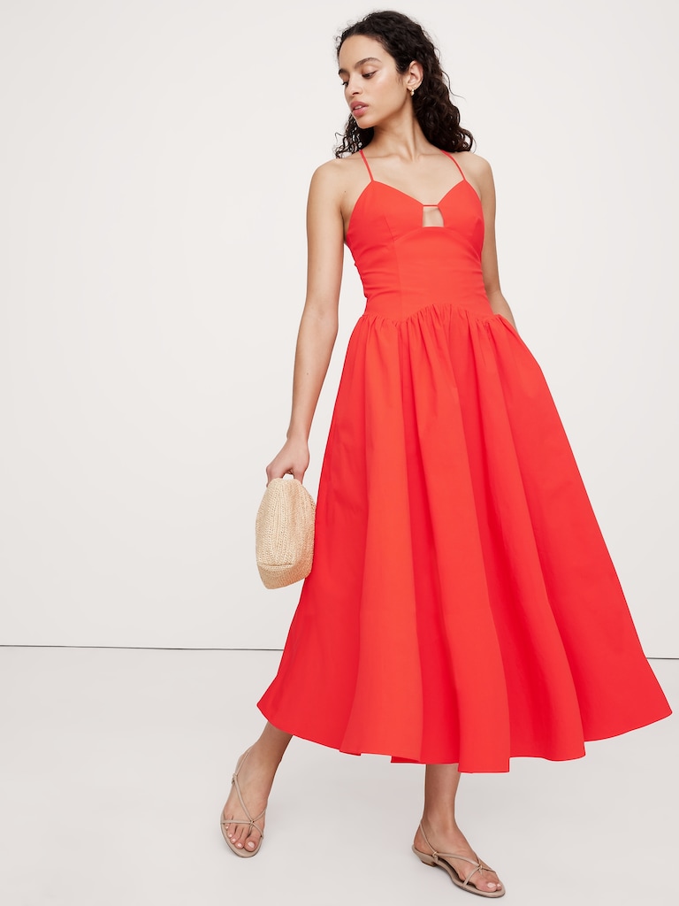 Stretch-Cotton Poplin Maxi Dress