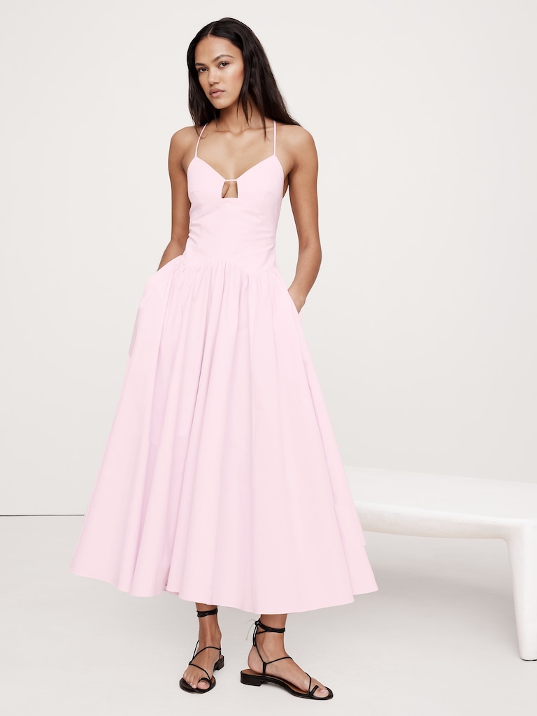 Stretch-Cotton Poplin Maxi Dress