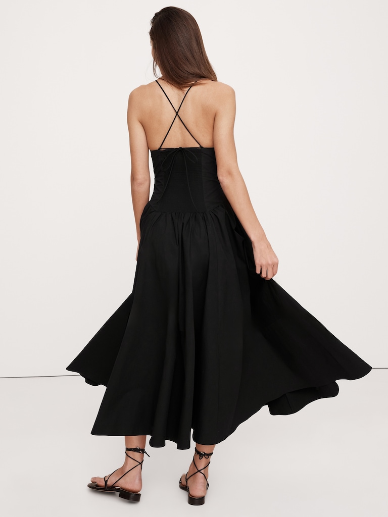 Stretch-Cotton Poplin Maxi Dress
