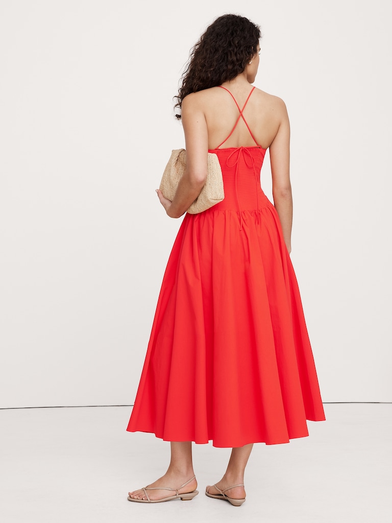 Stretch-Cotton Poplin Maxi Dress