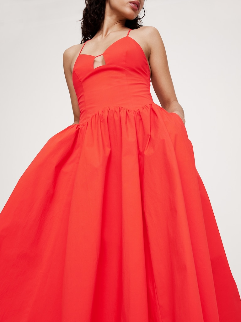 Stretch-Cotton Poplin Maxi Dress