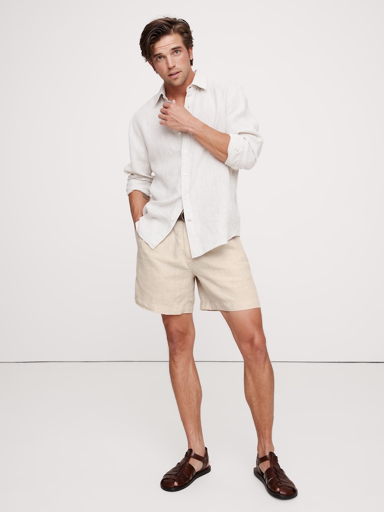7" Pleated Linen Short