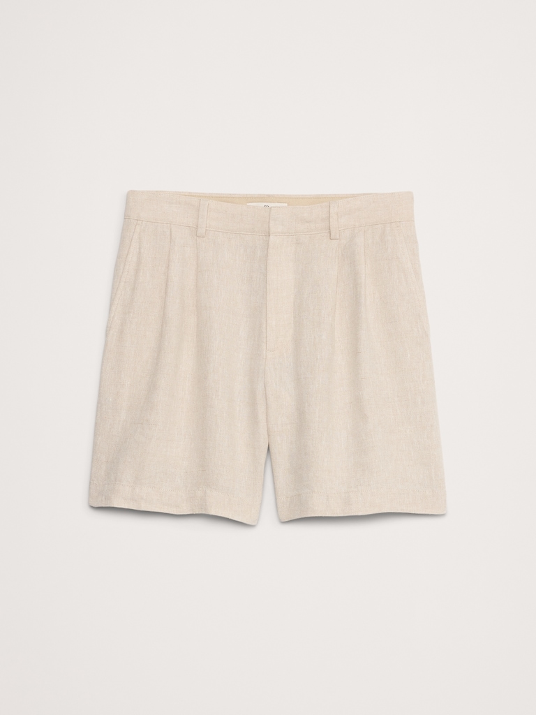 7" Pleated Linen Short