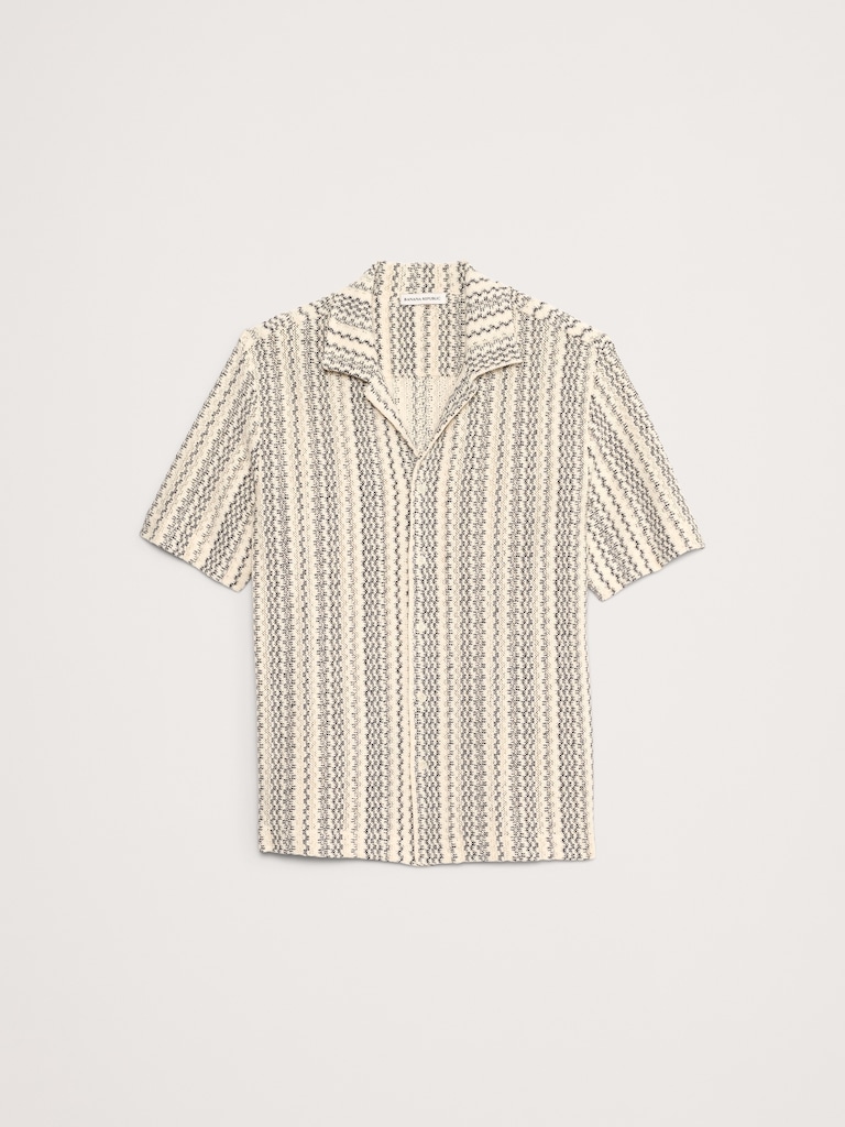 Relaxed-Fit Wavy Stripe Cotton Resort Shirt