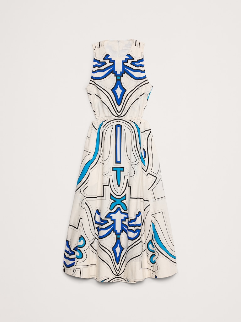Cotton Poplin Cut-Out Midi Dress