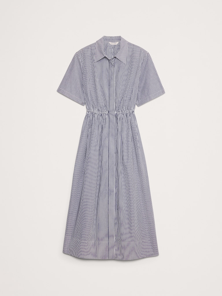 Cotton Poplin Open-Back Shirt Dress