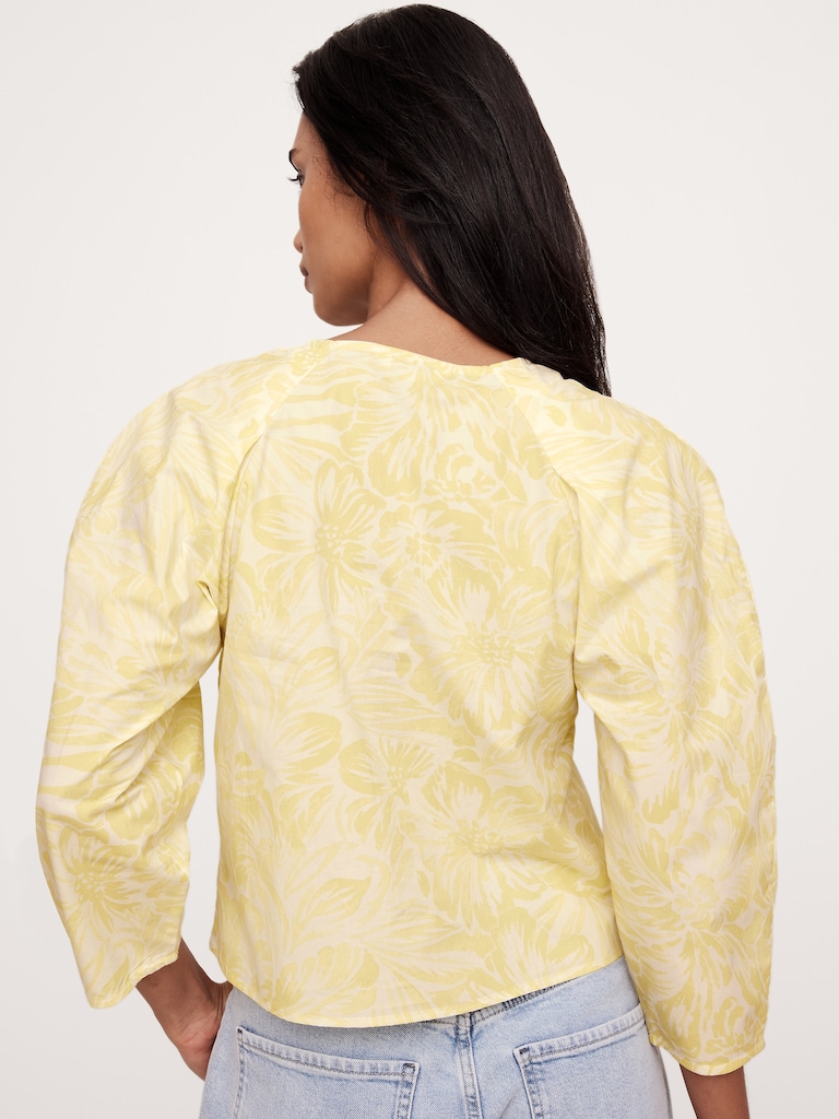 Cotton Poplin Lace-Up Cropped Shirt