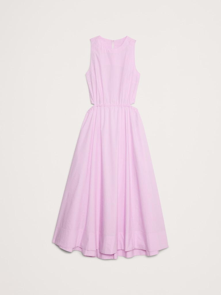 Cotton Poplin Cut-Out Midi Dress