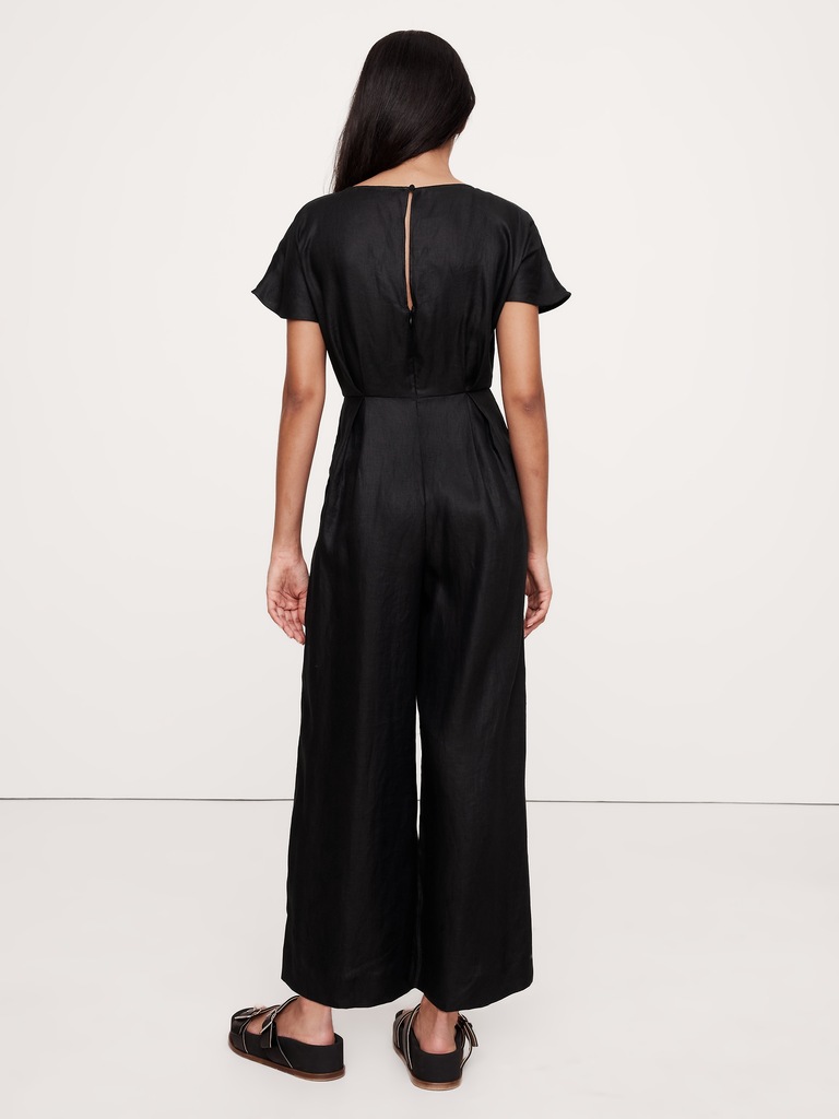 Linen V-Neck Jumpsuit