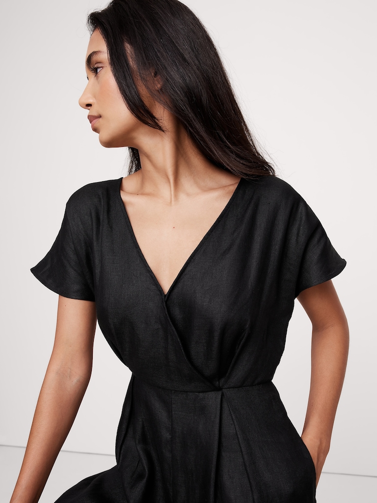 Linen V-Neck Jumpsuit