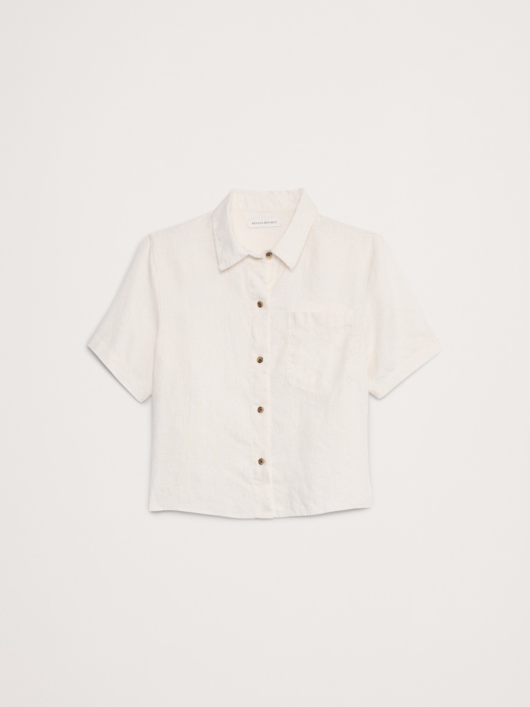 Boxy Linen Short-Sleeve Shirt