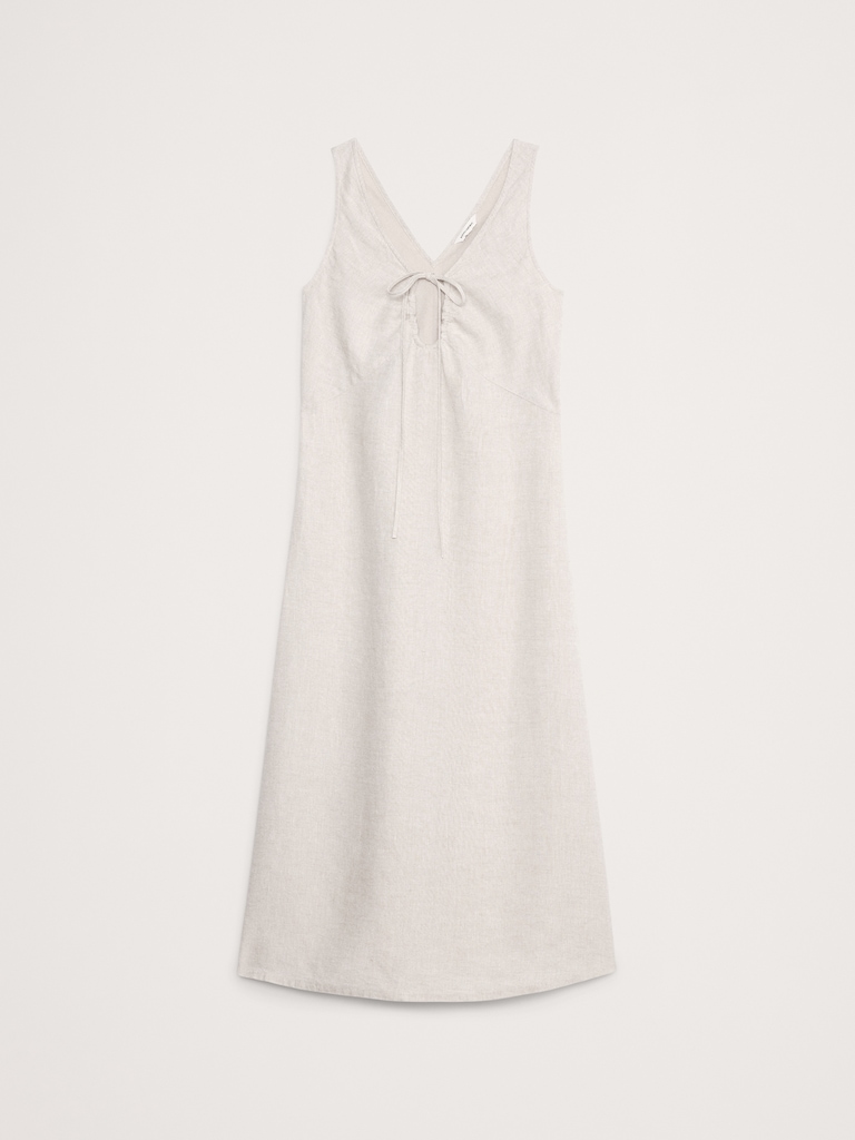 Linen Keyhole Midi Dress