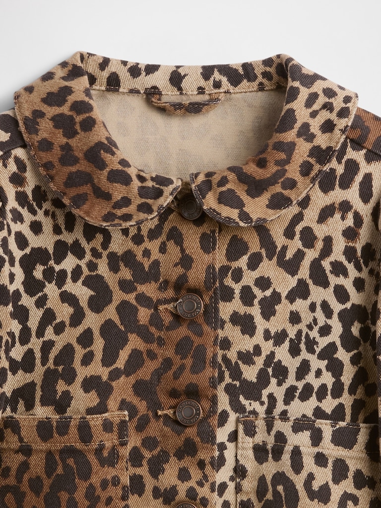 babyGap Leopard Print Peter Pan Denim Jacket