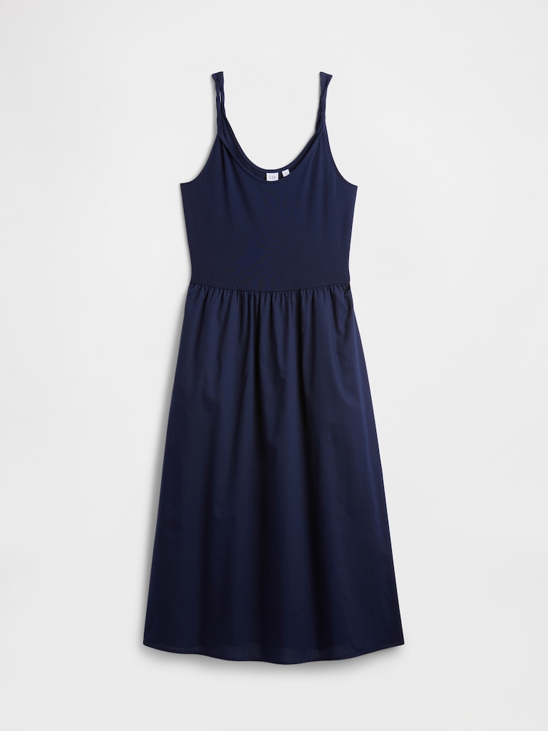 Twist-Strap Scoopneck Midi Dress