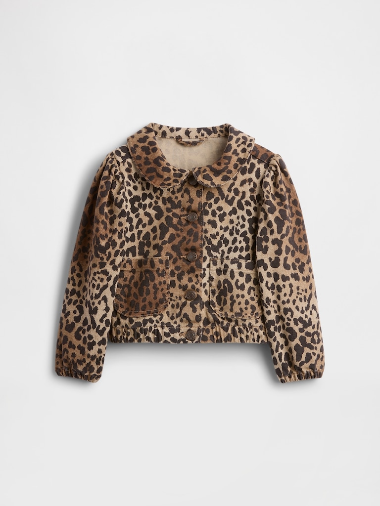 babyGap Leopard Print Peter Pan Denim Jacket