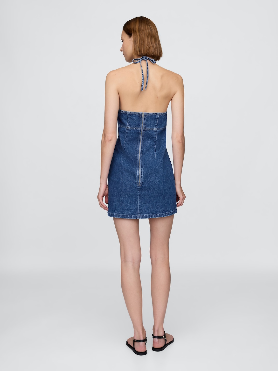 Denim Halter Mini Dress