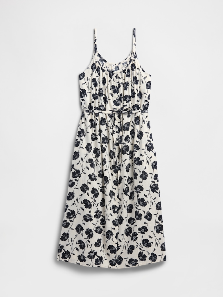 Tie-Waist Scoopneck Maxi Dress