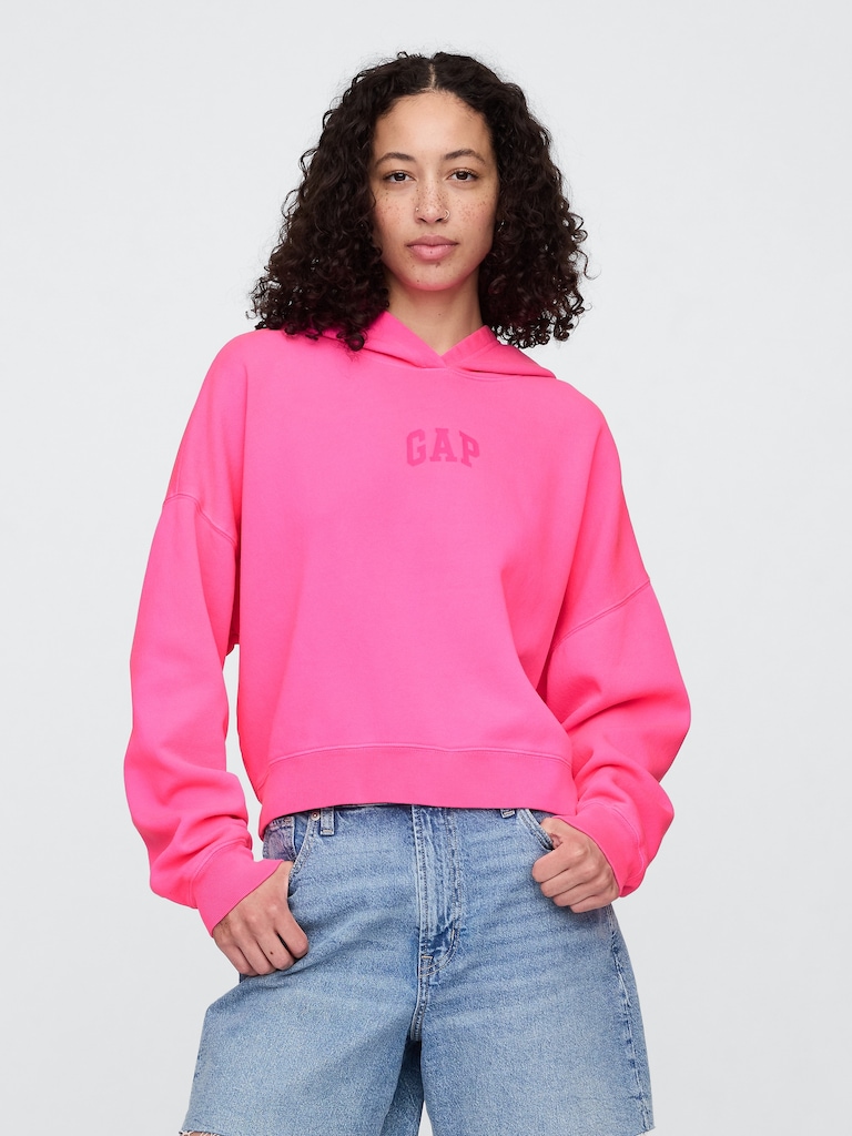 Relaxed Gap Mini-Logo Cropped Hoodie