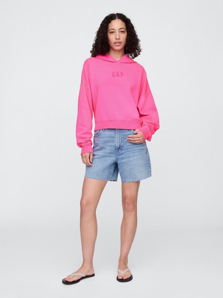 Relaxed Gap Mini-Logo Cropped Hoodie