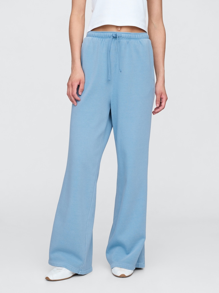 Fleece Rib-Seam Wide-Leg Pants