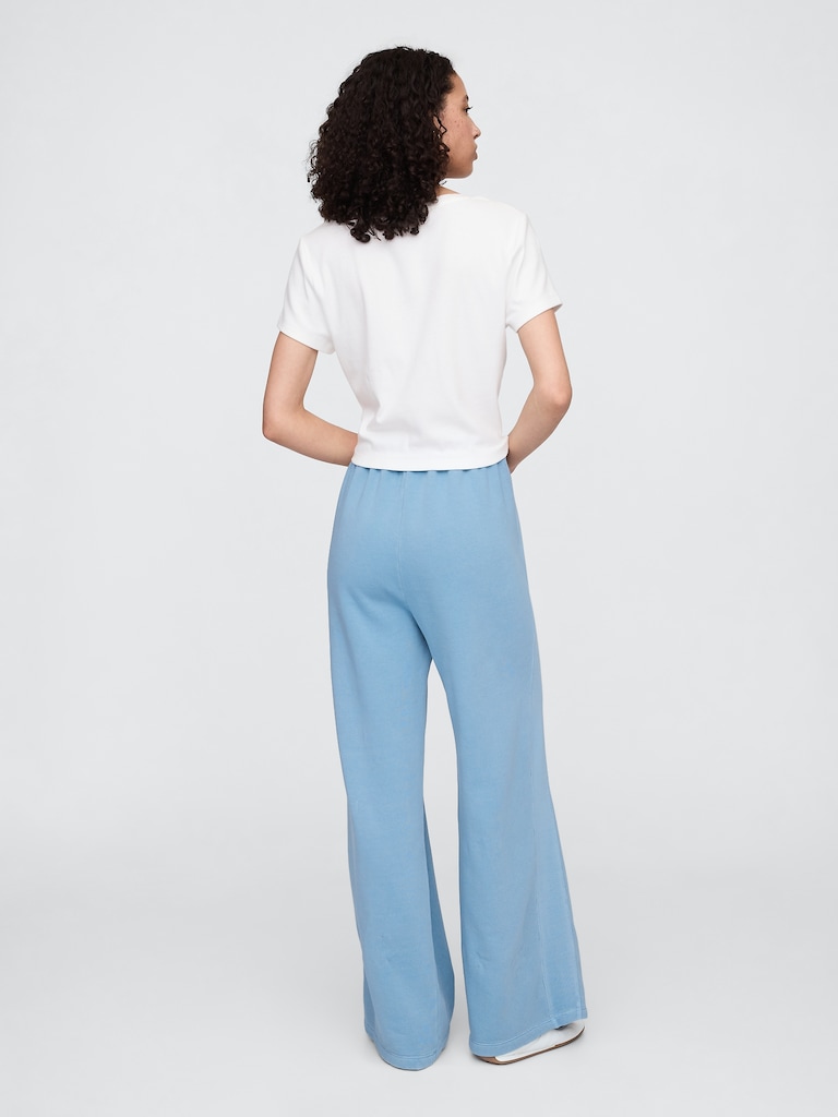 Fleece Rib-Seam Wide-Leg Pants