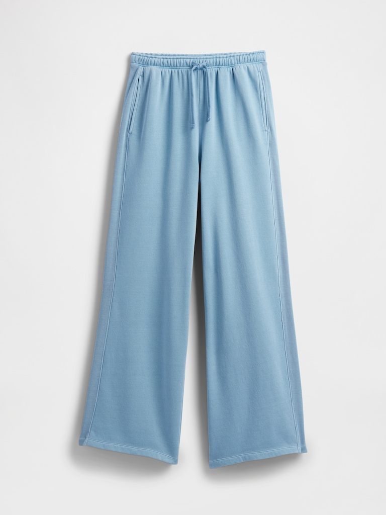 Fleece Rib-Seam Wide-Leg Pants